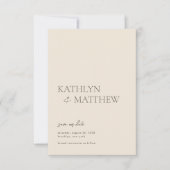 Beige Moderne Whimsikskripte Bohemische Hochzeit Save The Date (Vorderseite)