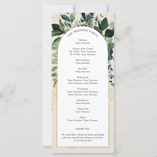 Beige Modernes Botanisches Grünprogramm (Rückseite)