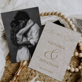 Beige Modernes, elegantes Script-Foto Save The Date