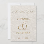 Beige Modernes, elegantes Script-Foto Save The Date (Vorderseite)