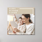 Beige Modernes Foto | Glücklich gesegnetes Ostern Leinwanddruck (Vorderseite)