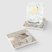 Beige Modernes Foto | Glücklich gesegnetes Ostern Steinuntersetzer (Seitenansicht)