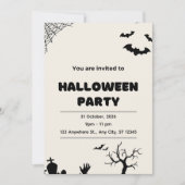 Beige Modernes Halloween-Party Einladung (Vorderseite)