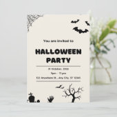 Beige Modernes Halloween-Party Einladung (Stehend Vorderseite)