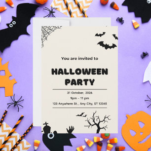 Beige Modernes Halloween-Party Einladung