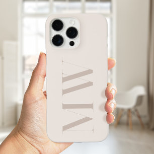 Beige Modernes Minimalistisches Anfangsmonogramm iPhone 16 Pro Max Hülle