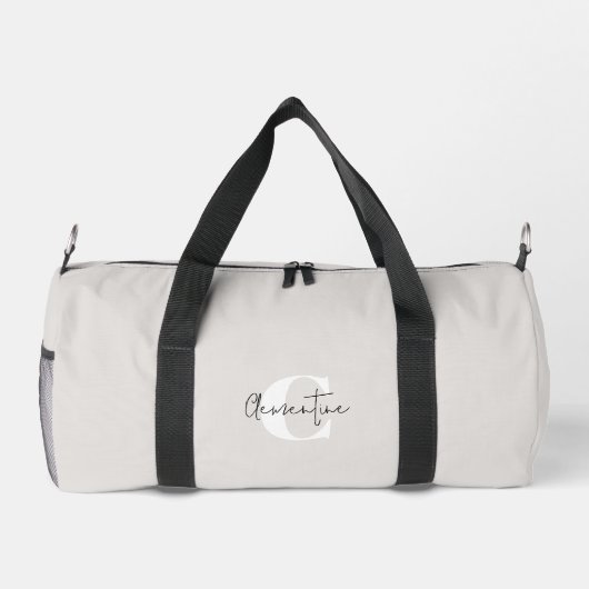 Beige Modernes Minimalistisches Mit Monogramm Duffle Bag (Rückseite)