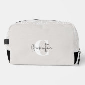 Beige Modernes Minimalistisches Mit Monogramm Waschbeutel (Vorderseite)