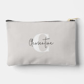 Beige Modernes Minimalistisches Mit Monogramm Zubehörtasche (Rückseite)