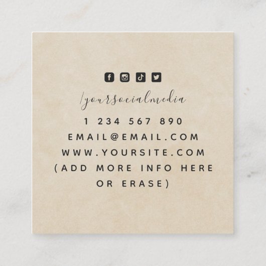 Beige Mondkreislauf Astrologie Readings Spirituell Quadratische Visitenkarte (Rückseite)