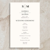 Beige Monogram Classic Wedding Program