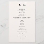 Beige Monogram Classic Wedding Program (Vorderseite)