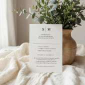 Beige Monogram Classic Wedding RSVP Karte