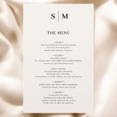 Beige Monogram Elegant Minimalistisch Wedding Menu