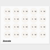 Beige Monogram Elegant Wedding Runder Aufkleber (Blatt)