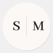 Beige Monogram Elegant Wedding Runder Aufkleber (Vorderseite)