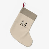 Beige Monogram, modern minimalistisch Kleiner Weihnachtsstrumpf (Vorderansicht (hängend))