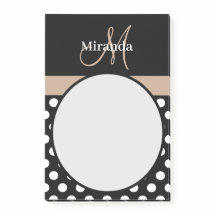 Beige Monogram Schwarz-weiß Polka Dot