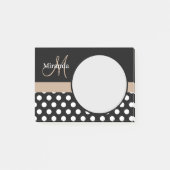 Beige Monogram Schwarz-weiß Polka Dot Post-it Klebezettel (Vorderseite)