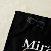 Beige Monogram Schwarz-weiß Polka Dot Strandtuch (Beispiel)