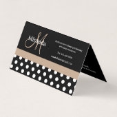 Beige Monogram Schwarz-weiß Polka Dot Visitenkarten (Rückseite)