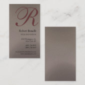 Beige Monogram-Visitenkarte Visitenkarte (Vorne/Hinten)