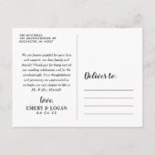 Beige Monogram Wedding Foto Collage Danke Postkarte (Rückseite)