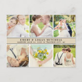 Beige Monogram Wedding Foto Collage Danke Postkarte (Vorderseite)