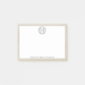 Beige Monogram Wreath Post-it-Notizen Post-it Klebezettel (Vorderseite)