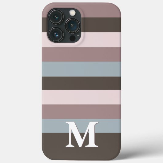 Beige Monogramm aus modernen neutralen Streifen Case-Mate iPhone Hülle (Rückseite)
