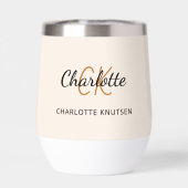 Beige Monogramm Initialen Name einfach (Rückseite)