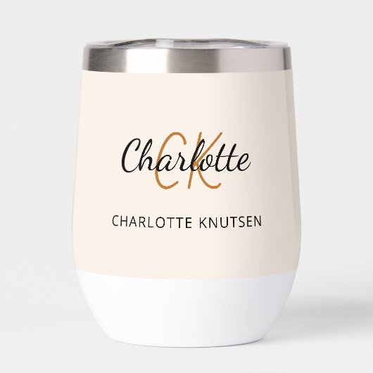 Beige Monogramm Initialen Name einfach (Rückseite)