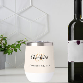 Beige Monogramm Initialen Name einfach