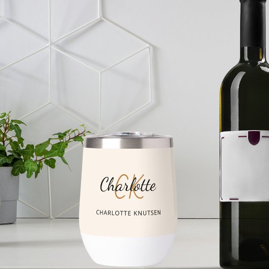 Beige Monogramm Initialen Name einfach