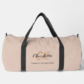 Beige Monogramm-Initialen Name modern Duffle Bag (Vorderseite)