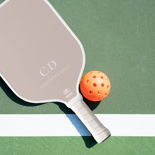 Beige Monogramm-Initialnamen Pickleball Schläger