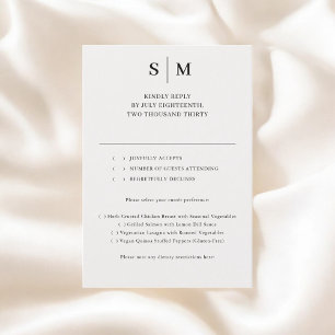 Beige Monogramm klassische Hochzeits-RSVP RSVP Karte