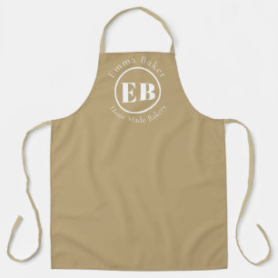 Beige Monogramm Kochschürze mit individuellem Bäck Schürze