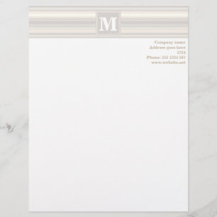 Beige Monogramm-Streifen Briefkopf