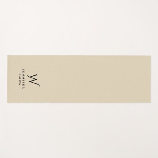 Beige Monogramm und Name Yoga Mat Yogamatte (Vorderseite (Horizontal))