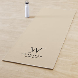 Beige Monogramm und Name Yoga Mat Yogamatte
