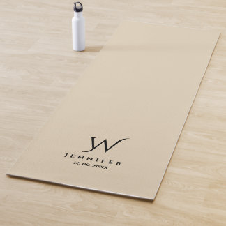 Beige Monogramm und Name Yoga Mat Yogamatte