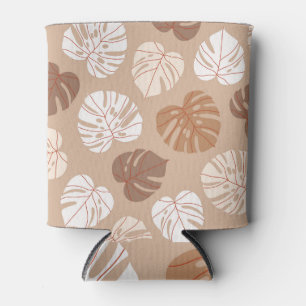 Beige Monstera-Blätter: Trendy, handGezeichnet Mus Dosenkühler