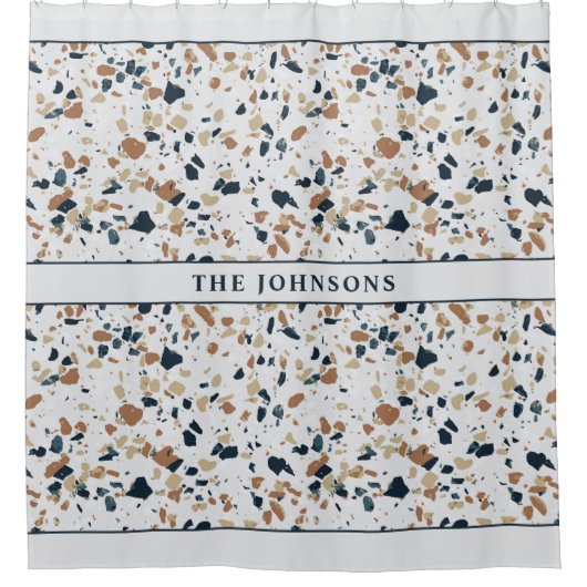 Beige Mosaik Familienduschvorhang Duschvorhang (Vorderseite)