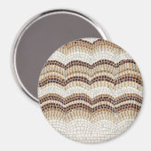 Beige Mosaik Large Round Magnet (Vorderseite/Rückseite)