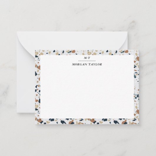 Beige Mosaike Personalisierte Mitteilungskarten (Vorderseite)