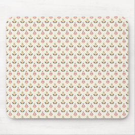 Beige mousepad with a repeating floral pattern
