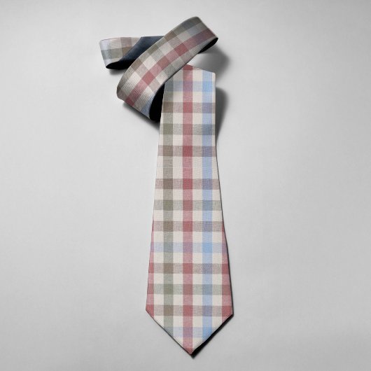 Beige Multicolor Kariert Blue Green Stripes Krawatte