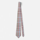 Beige Multicolor Kariert Blue Green Stripes Krawatte (Vorderseite)