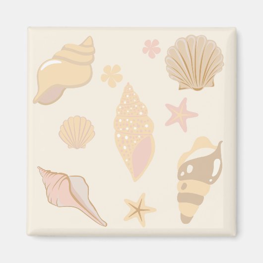 Beige-Muschel-Muster Magnet (Vorne)